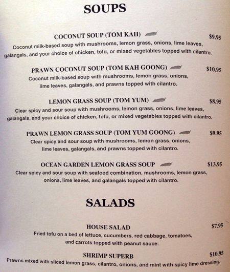 Carta de Ying Thai Kitchen