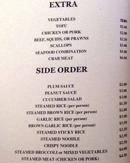 Carta de Ying Thai Kitchen