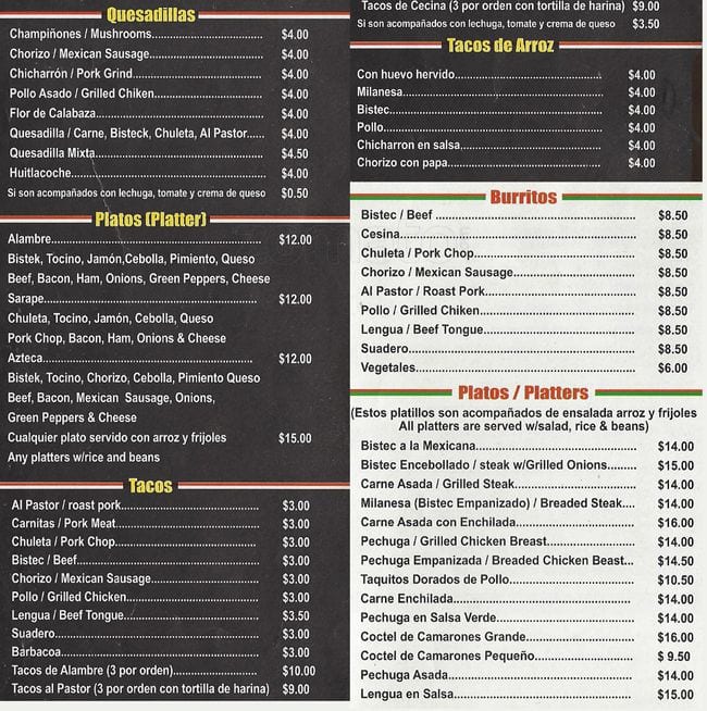 Los Tacos Menu, Menu for Los Tacos, Fern Rock, Philadelphia ...