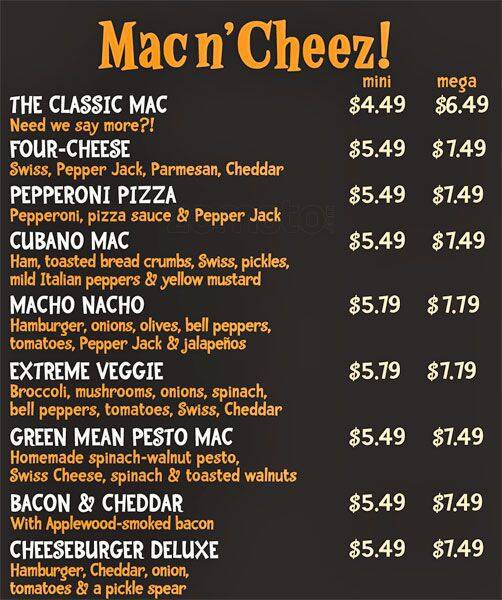 Sweet Lorraine's Fabulous Mac n' Cheez! Menu Urbanspoon/Zomato