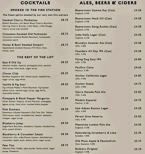 The Fire Station Menu Menu For The Fire Station Waterloo London   48fa1ba90ccc724b9d3452ed2282b617 