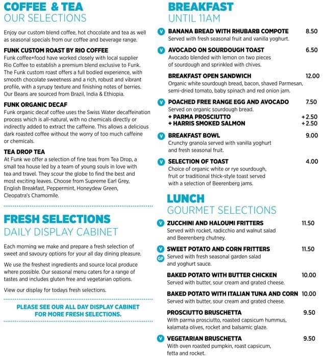 Funk Coffee And Food Menu, Menu for Funk Coffee And Food, North