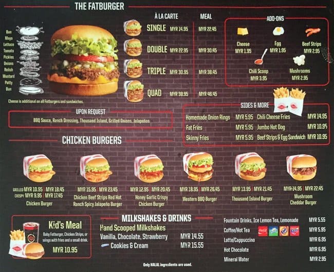 Fatburger Menu, Menu for Fatburger, Setia Alam, Selangor - Zomato Malaysia