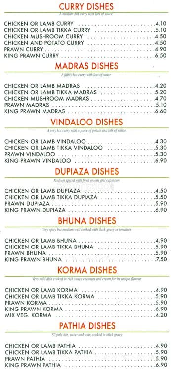 Masala Hut menu