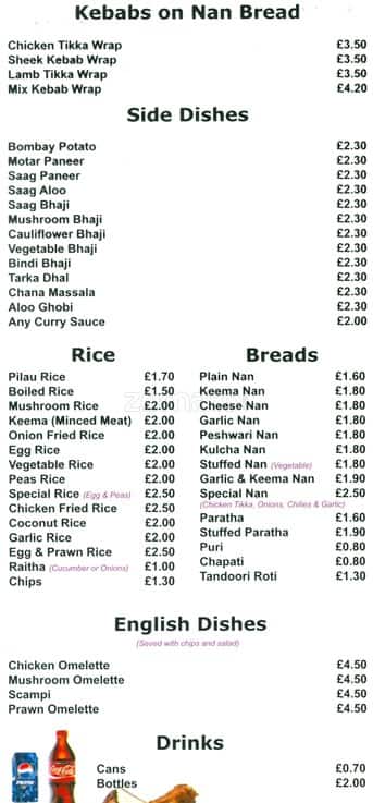 Saffron Express menu