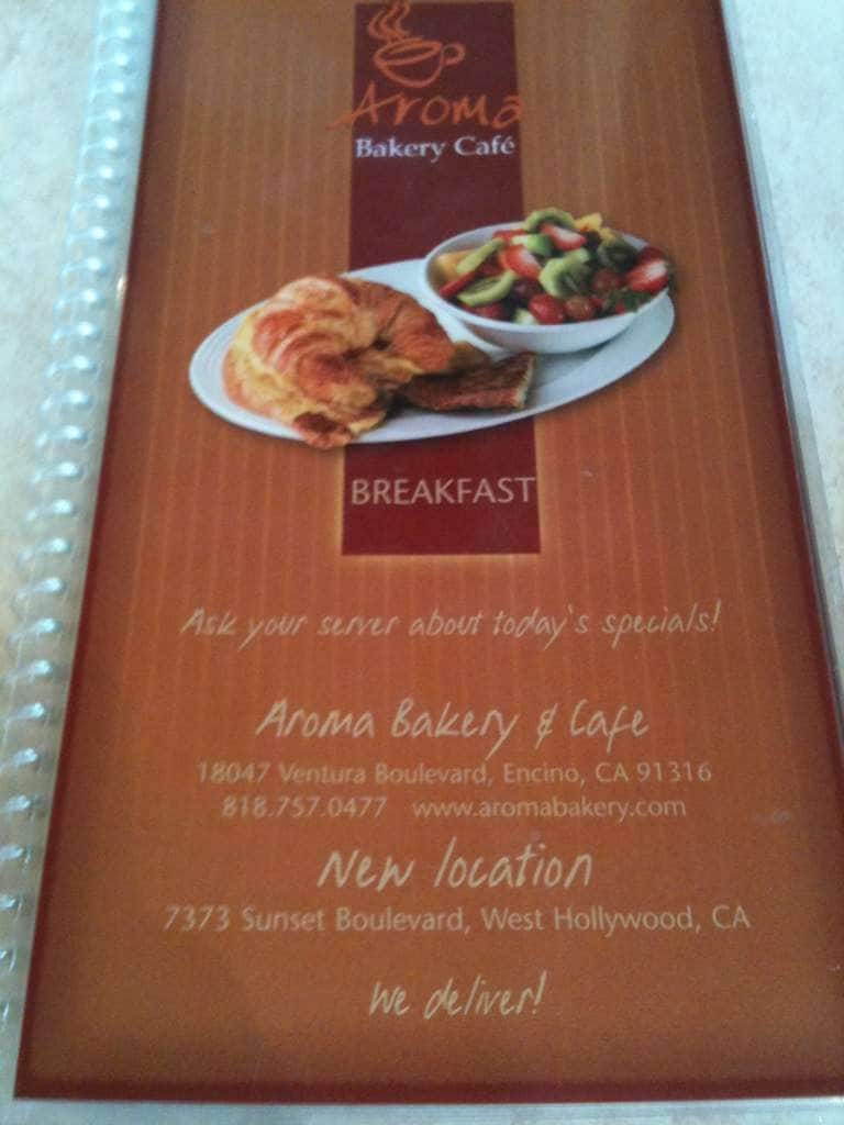 Menu at Street Cafe By Aroma, Los Angeles, Ventura Blvd