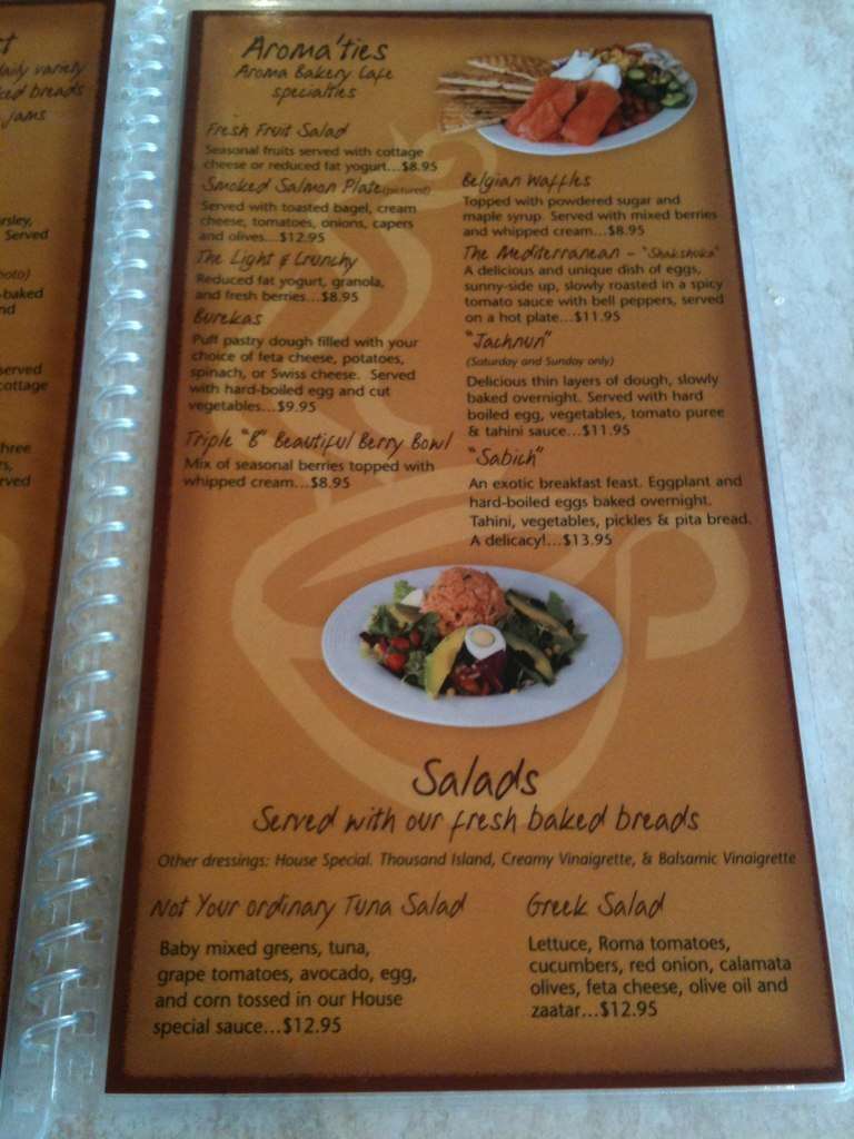 Menu at Street Cafe By Aroma, Los Angeles, Ventura Blvd