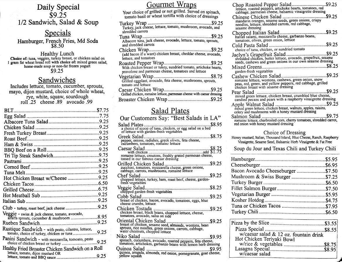 The Bookmark Cafe Menu, Menu for The Bookmark Cafe, Downtown Third