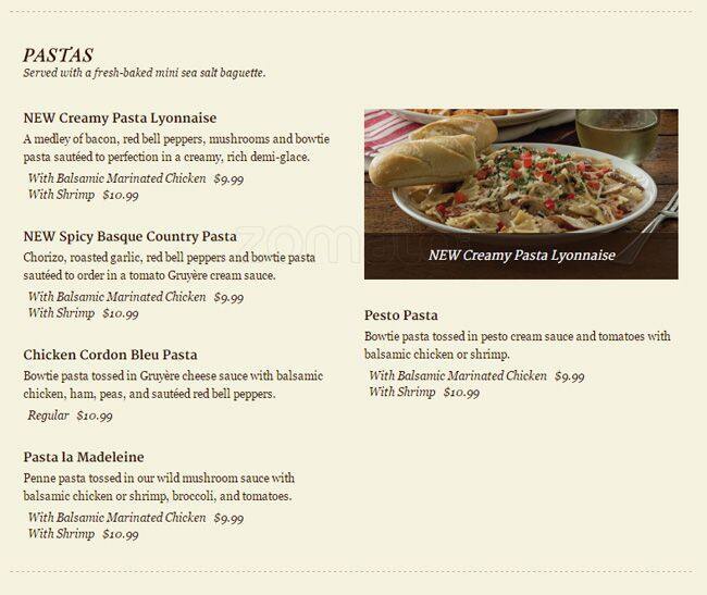 Menu at la Madeleine cafe, San Antonio, US Highway 281 N