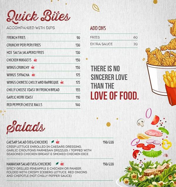 Menu of Chef Bakers, Malleshwaram, Bangalore