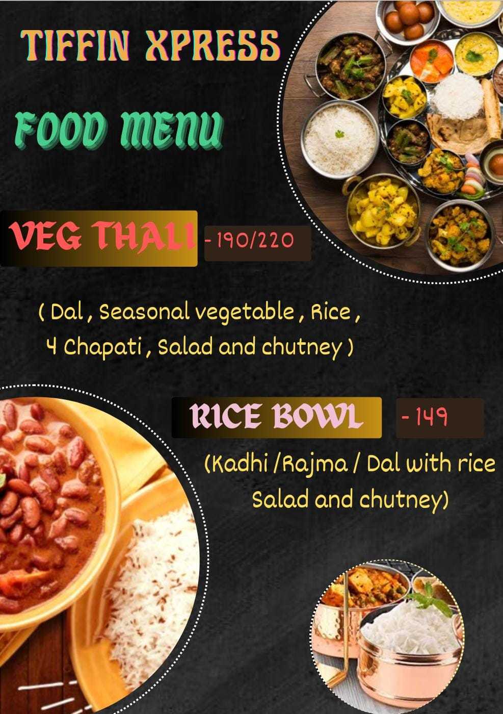 Menu of Tiffin Xpress, Amrapali Dream Valley, Greater Noida