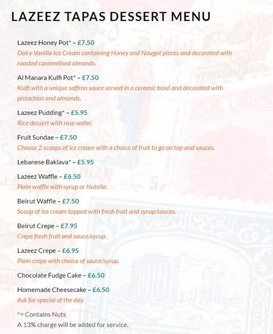 lazees menu