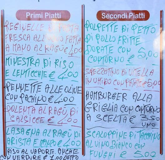 Menu di Pizzeria Tavola Calda Fierro 