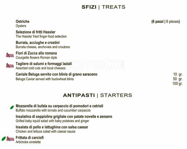 Menu di Hotel Hassler 
