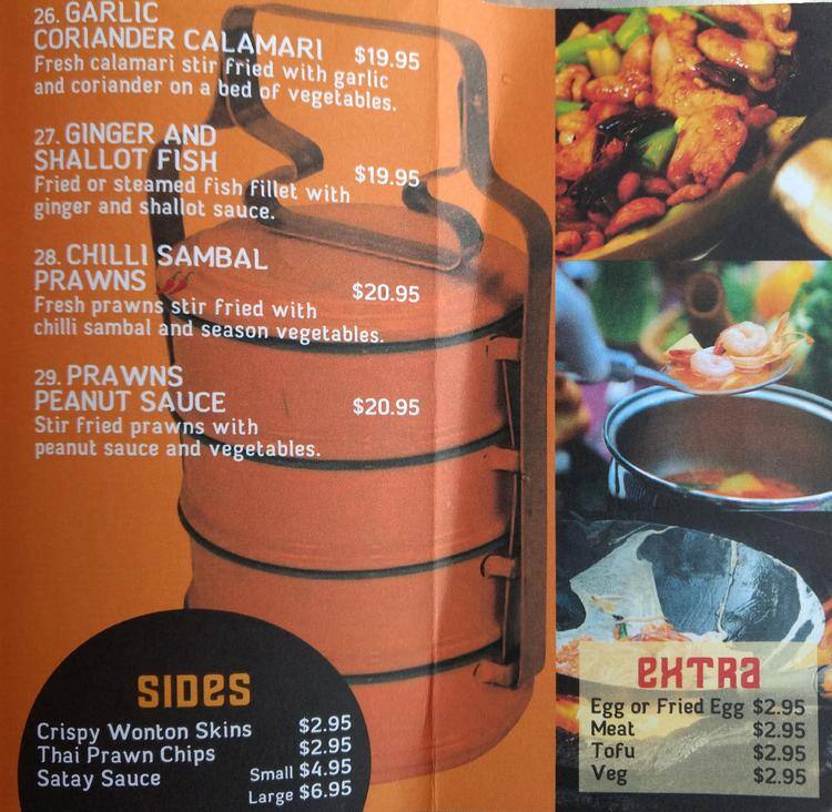Menu at The Thai Lane Cove restaurant, Lane Cove North