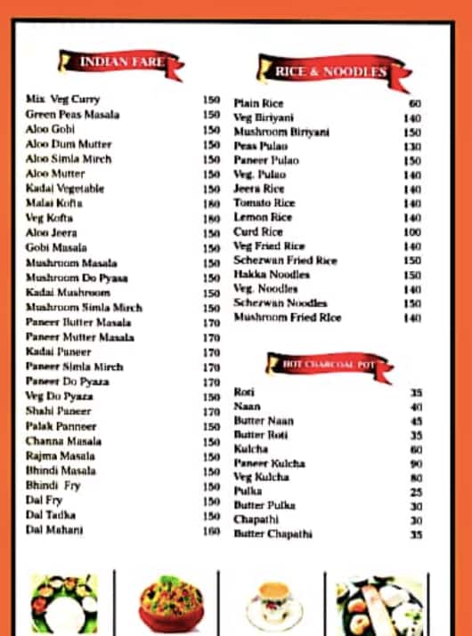 Menu at Adarsh Veg Kitchen, Ooty