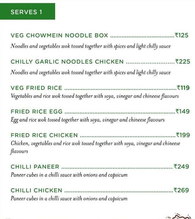 Qmono Express menu