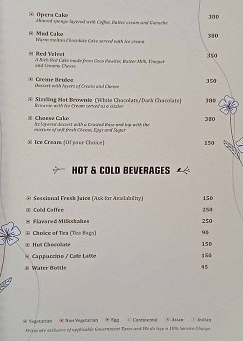Kipling Cafe menu