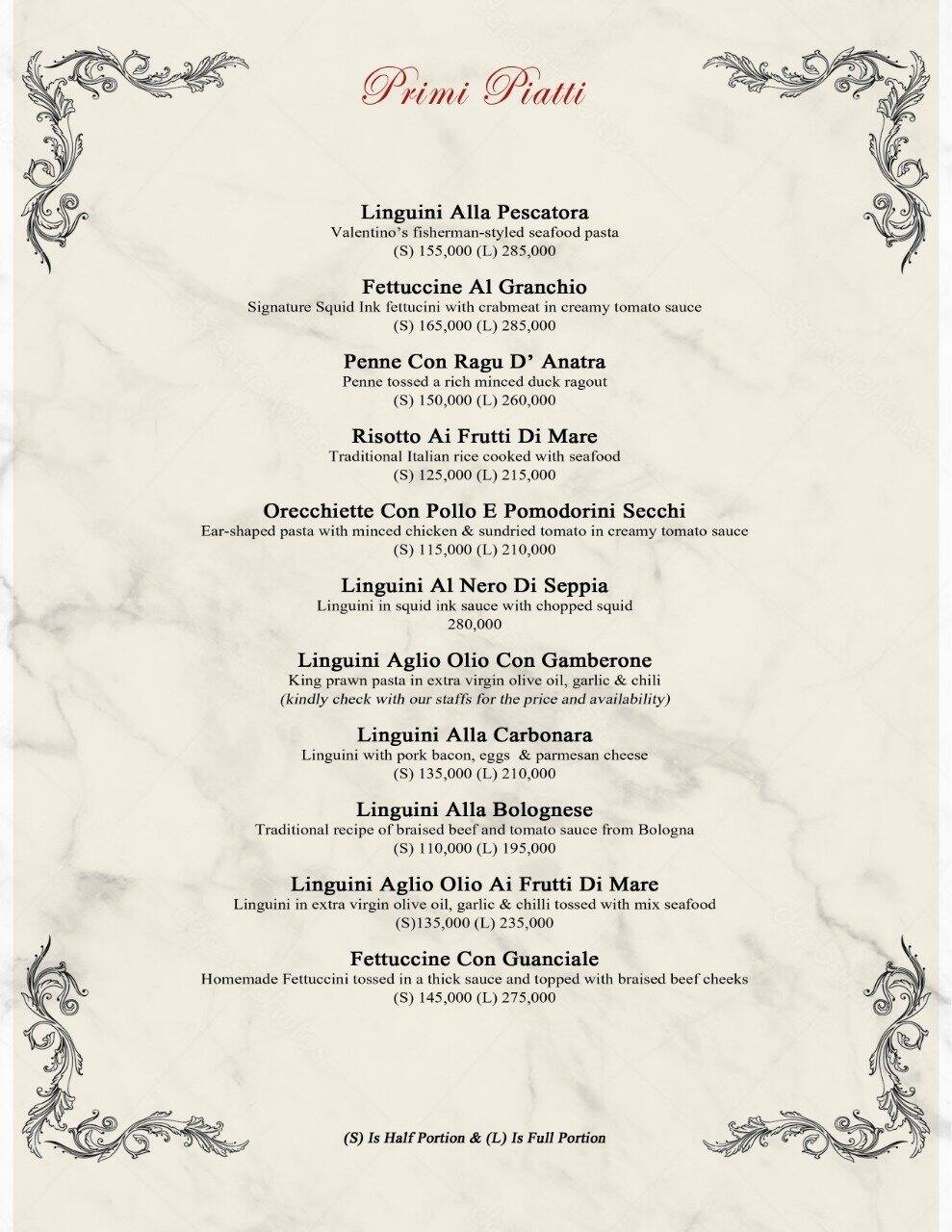 ristorante da valentino menu menu for ristorante da valentino setiabudi jakarta