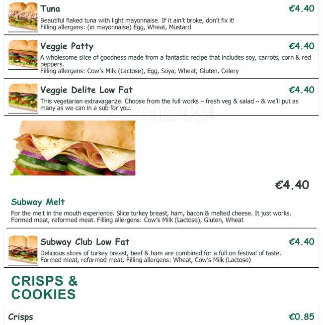 Subway меню