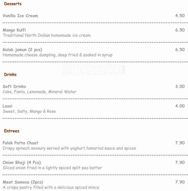Kohinoor Menu, Menu for Kohinoor, Seaforth, Sydney Urbanspoon/Zomato