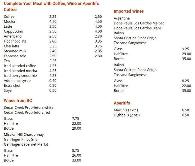 Menu at 1931 Gallery Bistro restaurant, Vancouver