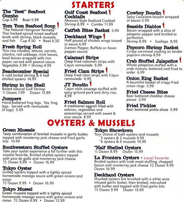 automatic seafood and oyster menu