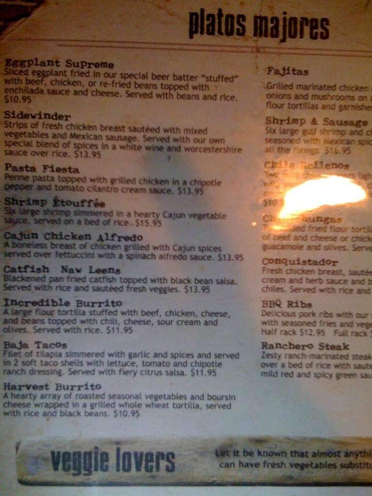 Menu at Tortilla Flats restaurant, Providence