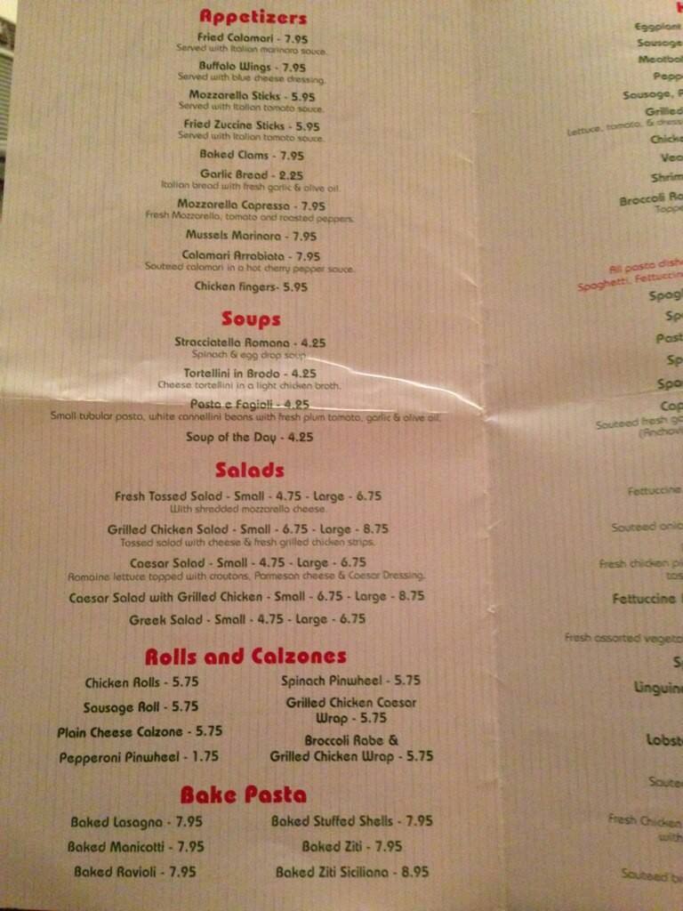 Alessio Pizzeria Restaurant Menu