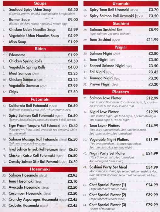 Oishi Sushi Menu, Menu for Oishi Sushi, Hoxton, London Zomato UK