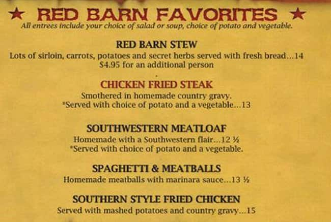 Red Barn Menu Menu For Red Barn Montrose Montrose