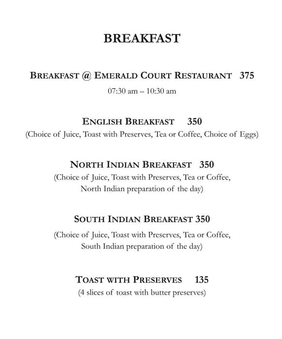 Menu of Emerald Court Restaurant By The Solitaire, Dharampur, Dehradun