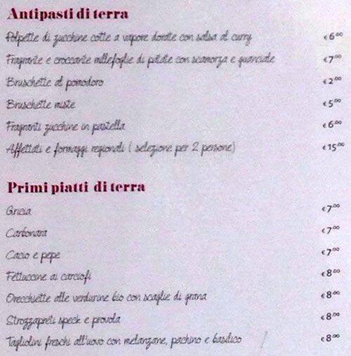 Menu di Magna Che Te Passa 
