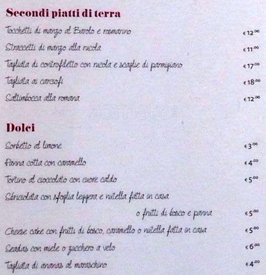 Menu di Magna Che Te Passa 