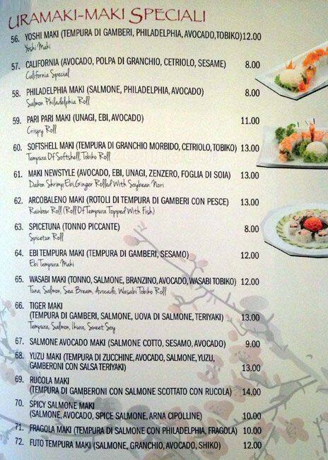 Menu di Yoshi - Ristorante Giapponese Roma 