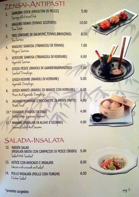 Menu di Yoshi - Ristorante Giapponese Roma 