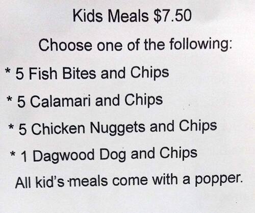 Schnapper Reef menu