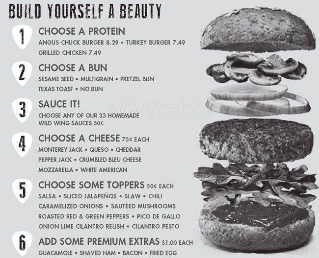 Menu at Wild WIng Cafe, Houston, Katy Fwy