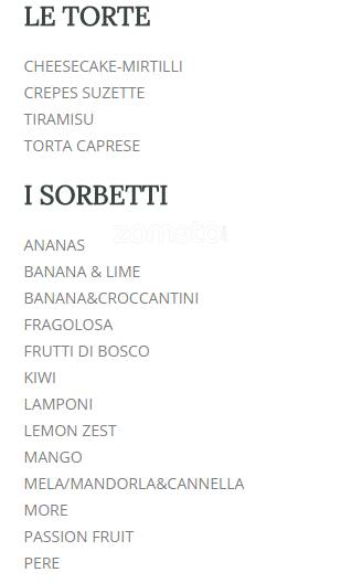 World Gelato Roma Speisekarte
