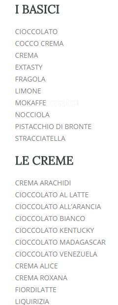 World Gelato Roma Speisekarte