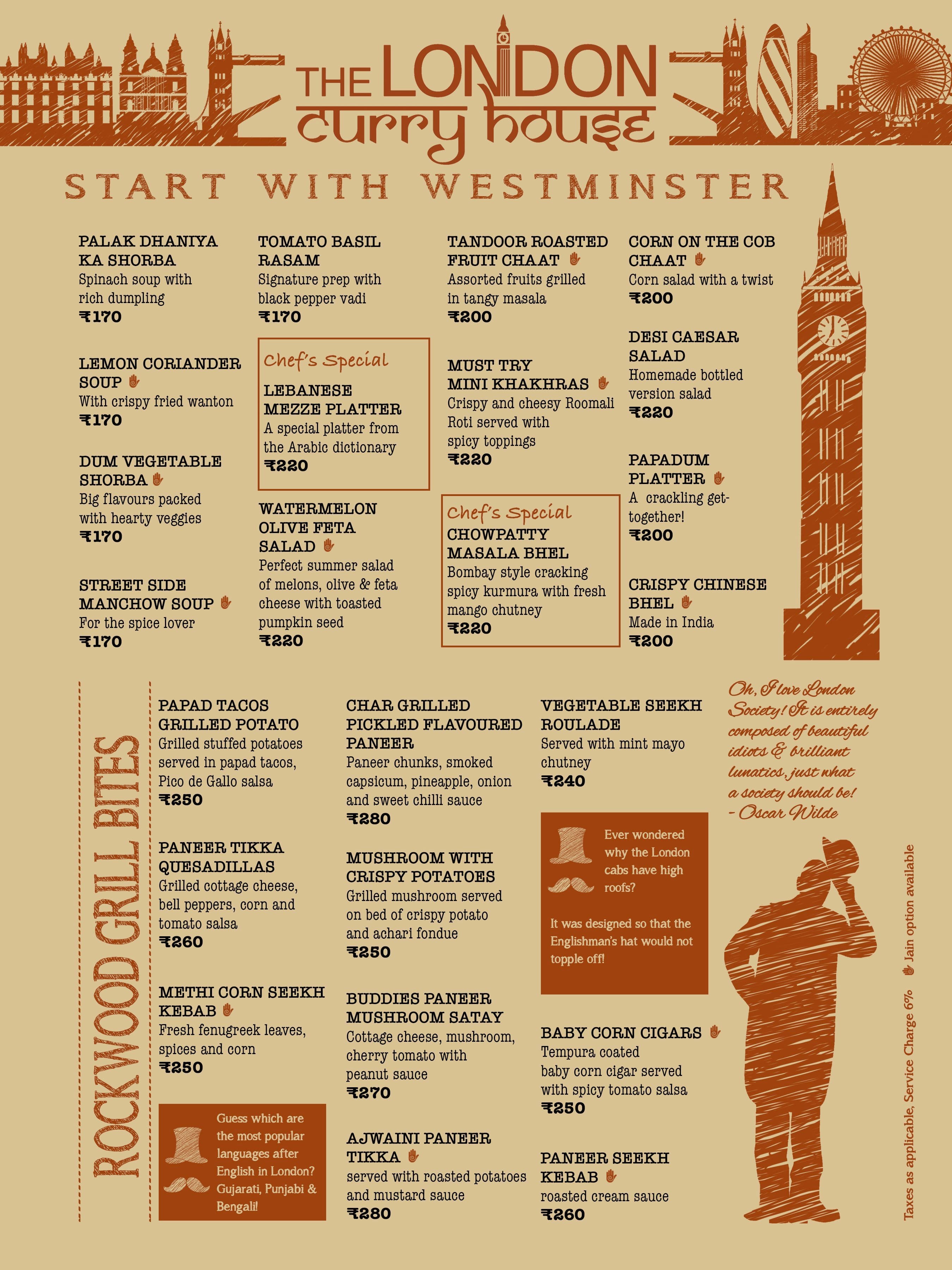 The London Curry House Menu, Menu untuk The London Curry House, Race