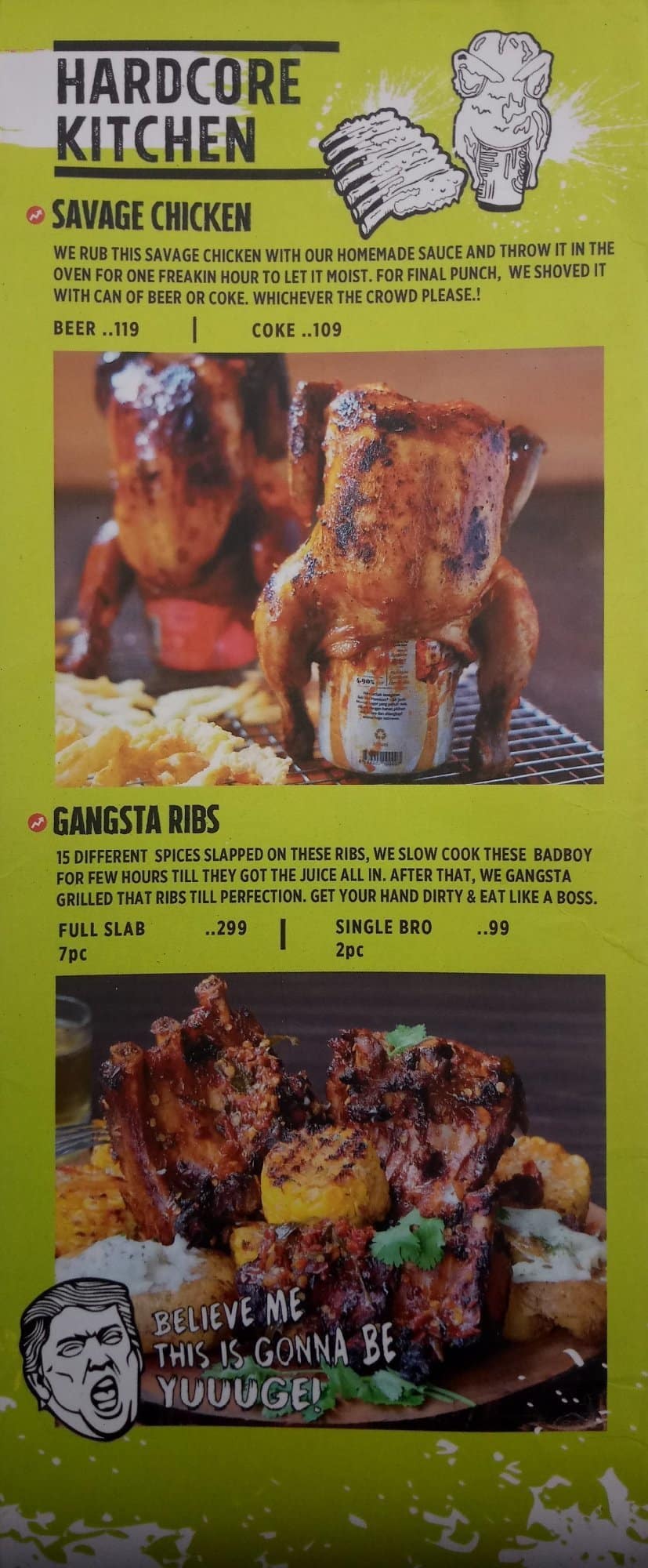 Menu at SOHK! Soul Of Hardcore Chicken restaurant, Jakarta