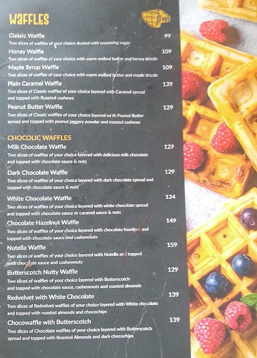 Menu of The Belgian Waffle Cafe, Tambaram, Chennai