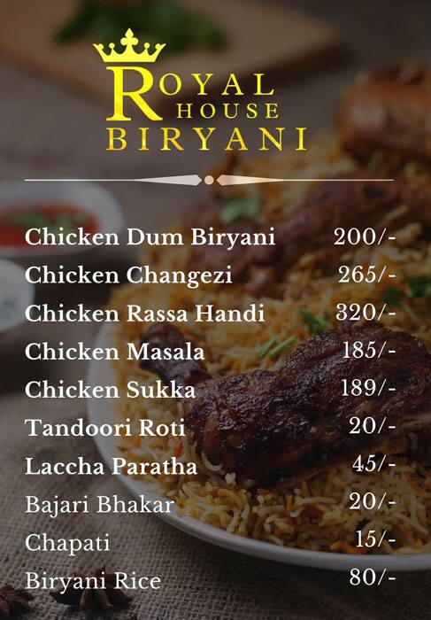 Menu of Royal House Biryani, Cidco, Nashik