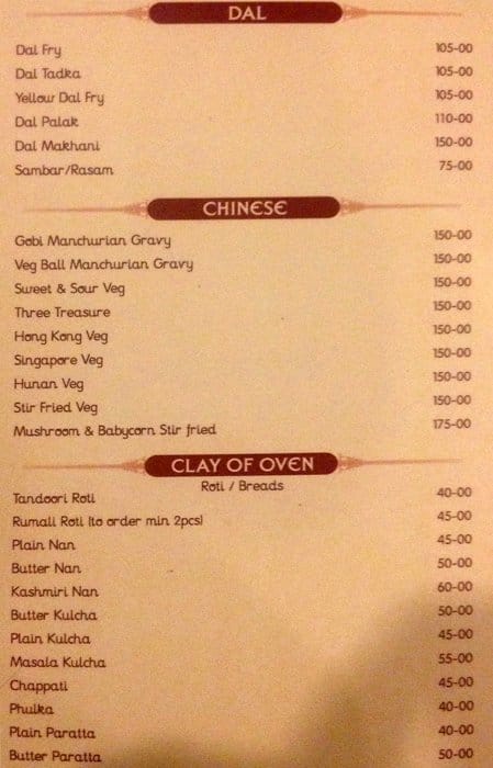 Amruta Hotel In Gandhinagar menu