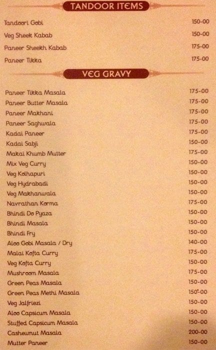 Amruta Hotel In Gandhinagar menu