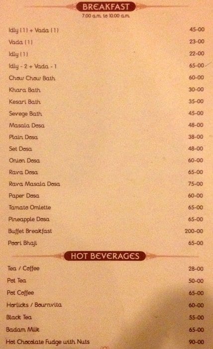 Amruta Hotel In Gandhinagar menu