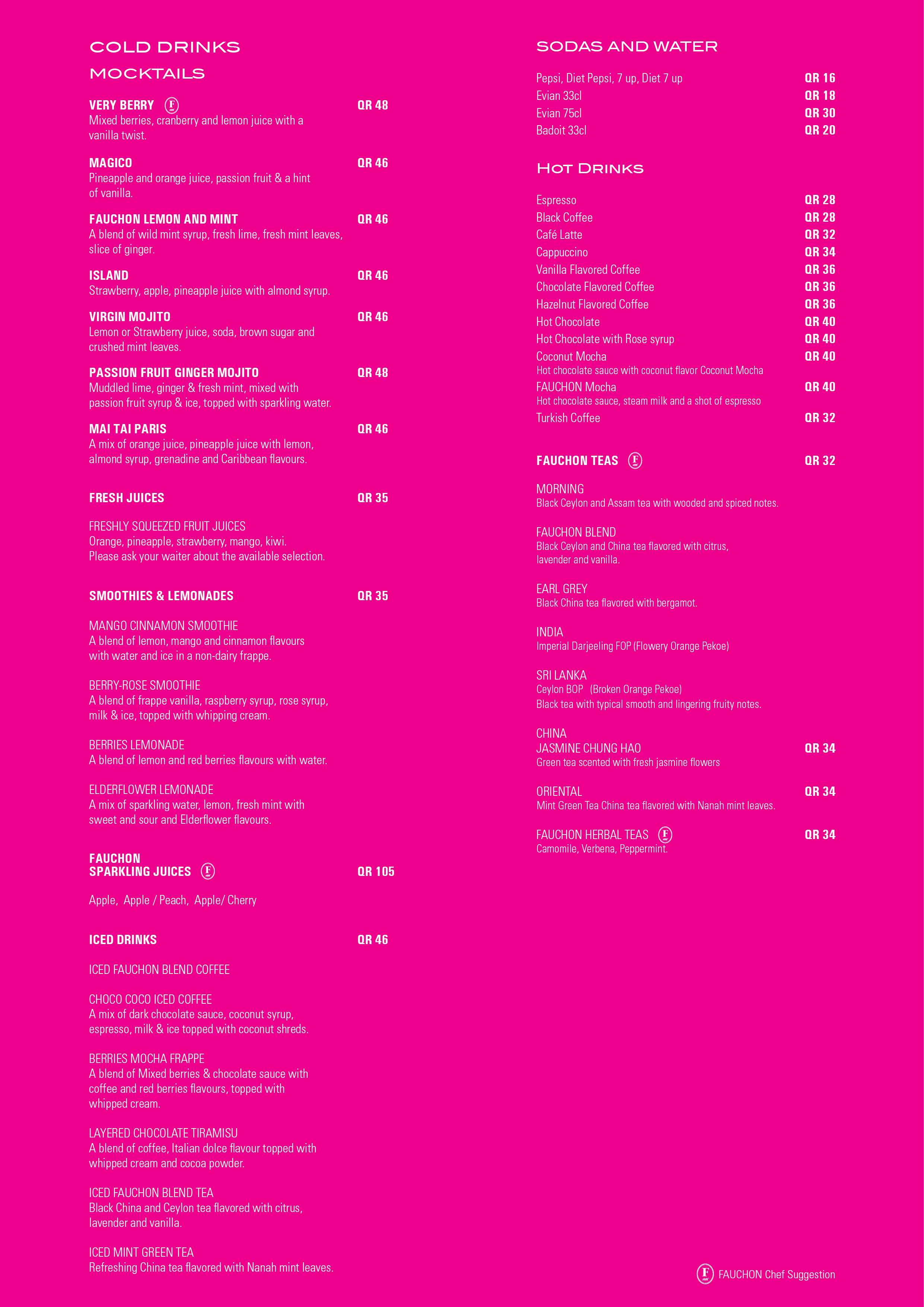 Fauchon menu