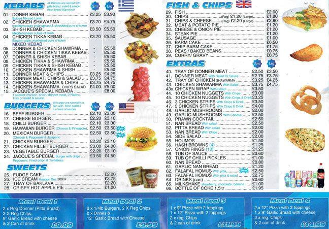 Jacque's menu