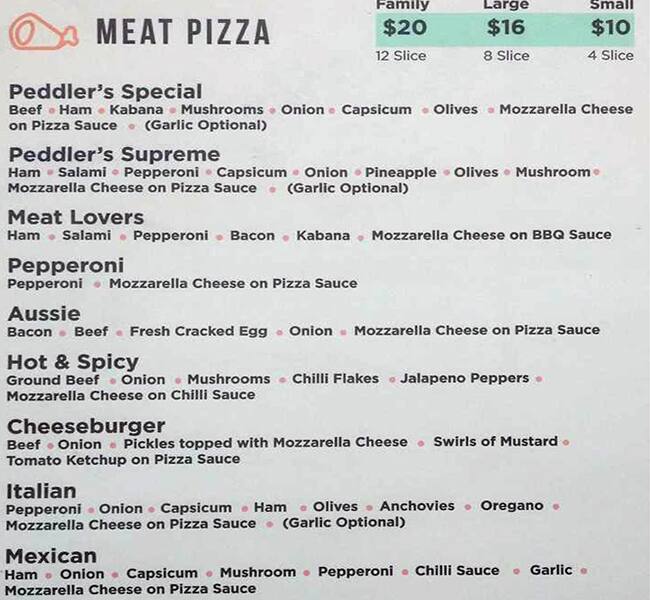 Menu at Pizza Peddlers & Ribs Jindalee pizzeria, Jindalee